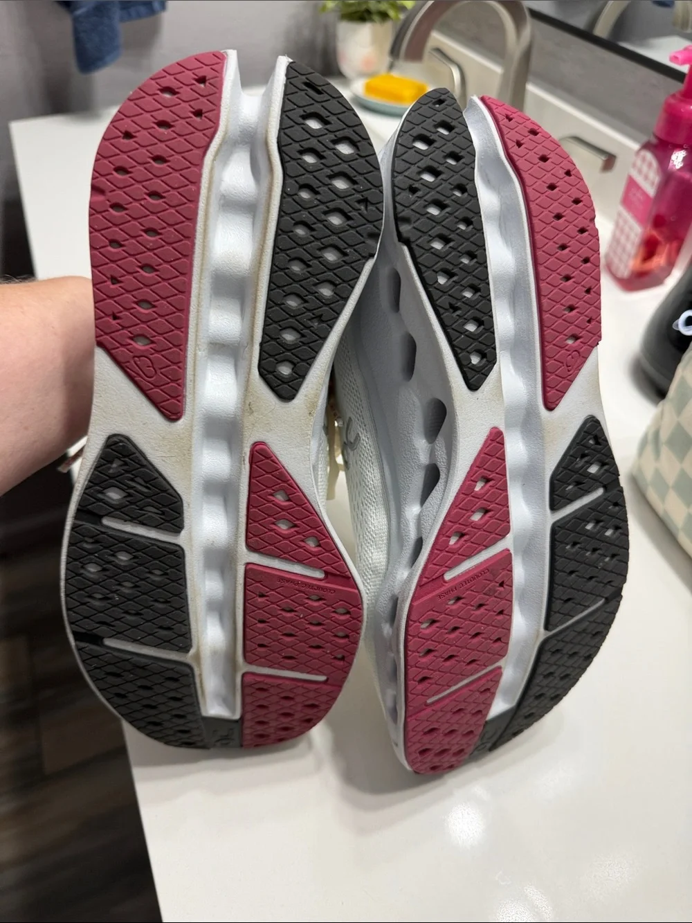 On Running Women's Sneakers in Cream with Pink Accents